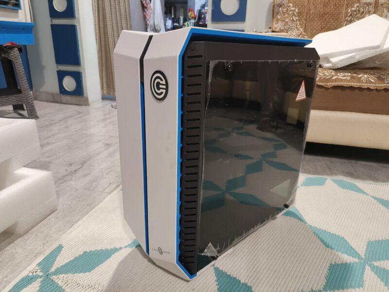 cle gaming infernova z gaming white blue atx mid-tower case